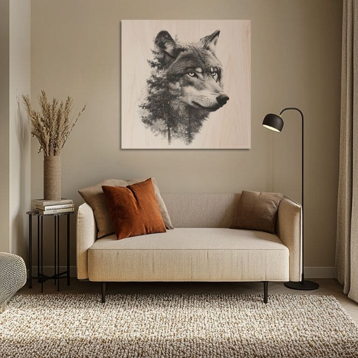 Pittura su legno Varg - Spirito della natura selvaggia scandinava