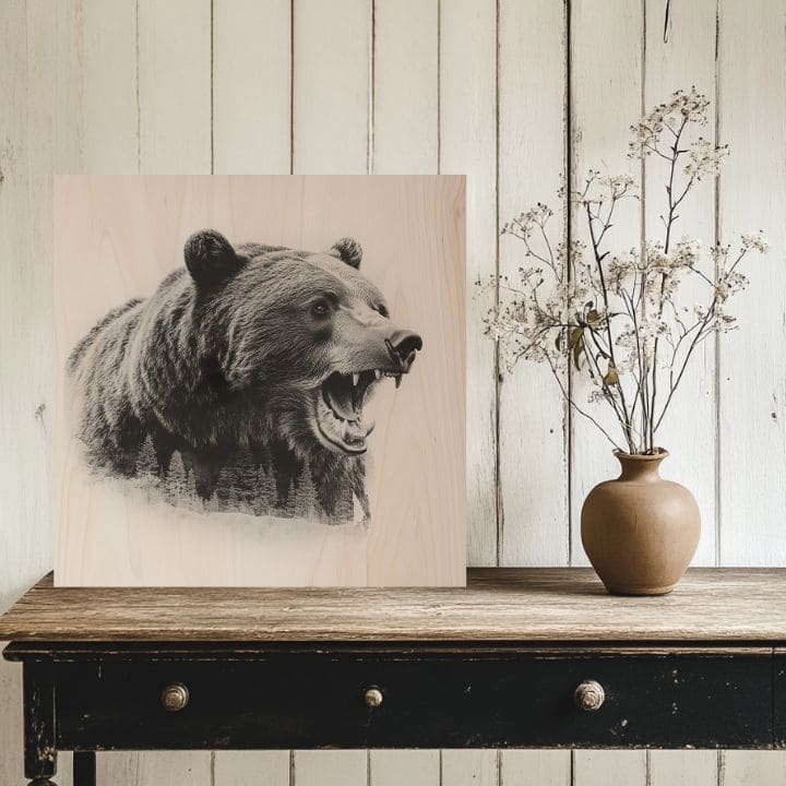 Pittura su legno Björn - Guardiano delle foreste scandinave