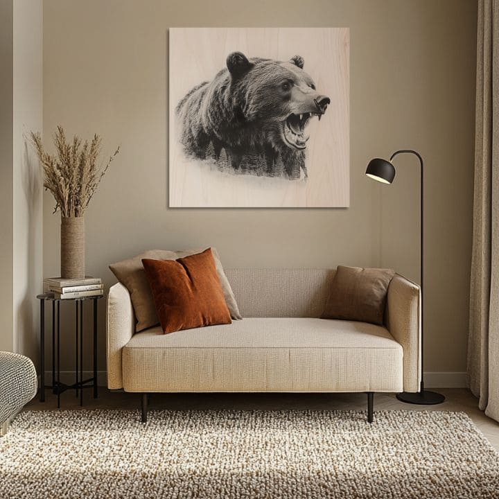 Pittura su legno Björn - Guardiano delle foreste scandinave