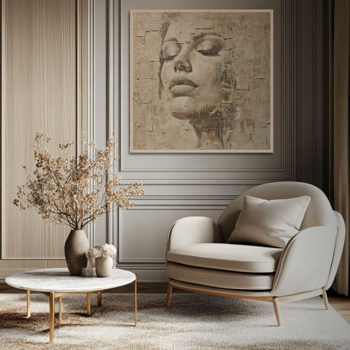 Immagine su legno - Volto nelle rune del tempo