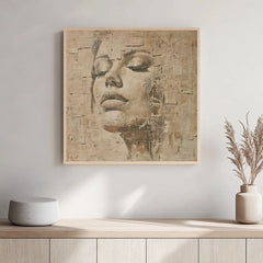 Immagine su legno - Volto nelle rune del tempo