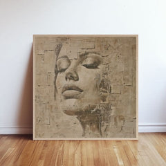 Immagine su legno - Volto nelle rune del tempo