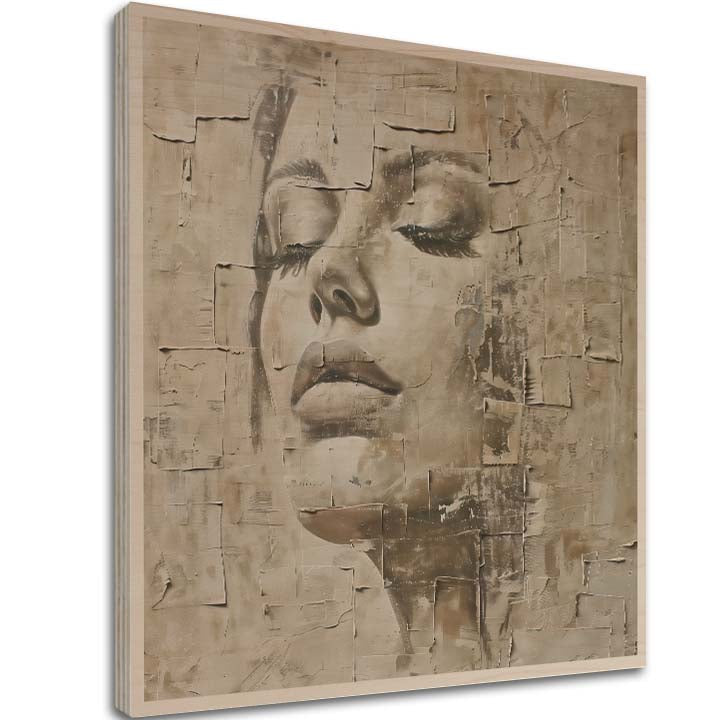 Immagine su legno - Volto nelle rune del tempo