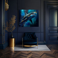 Pittura decorativa su tela - PREMIUM ART - Shark Force in Dark Water