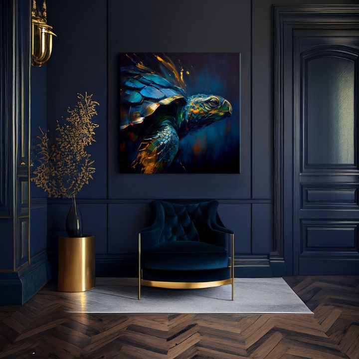 Pittura decorativa su tela - PREMIUM ART - Green Turtle Odyssey