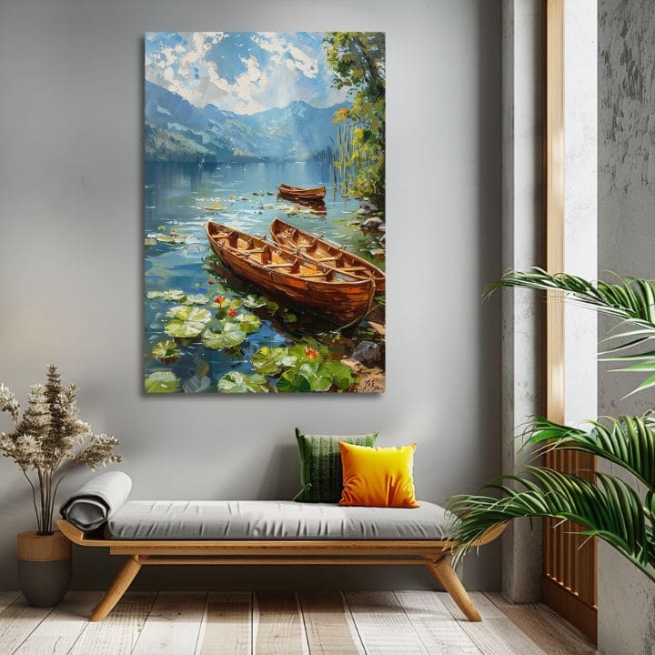 Dipinto di paesaggio su tela Romanticismo in coppia | Dettagli in acrilico