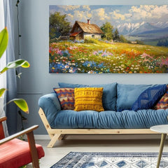 Stampa su tela Prato di fiori colorati | Dettagli in acrilico