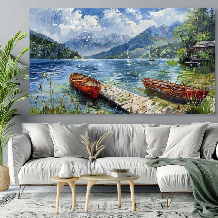 Paesaggio su tela dipinto A Place to Rest | Dettagli acrilici