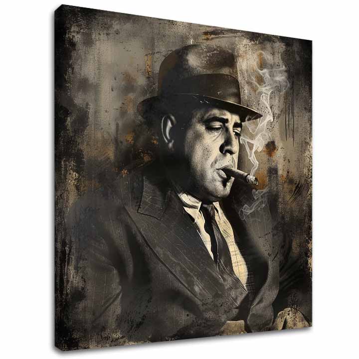 Dipinto Al Capone - Fumo e potere | Dipinto acrilico originale al 100%