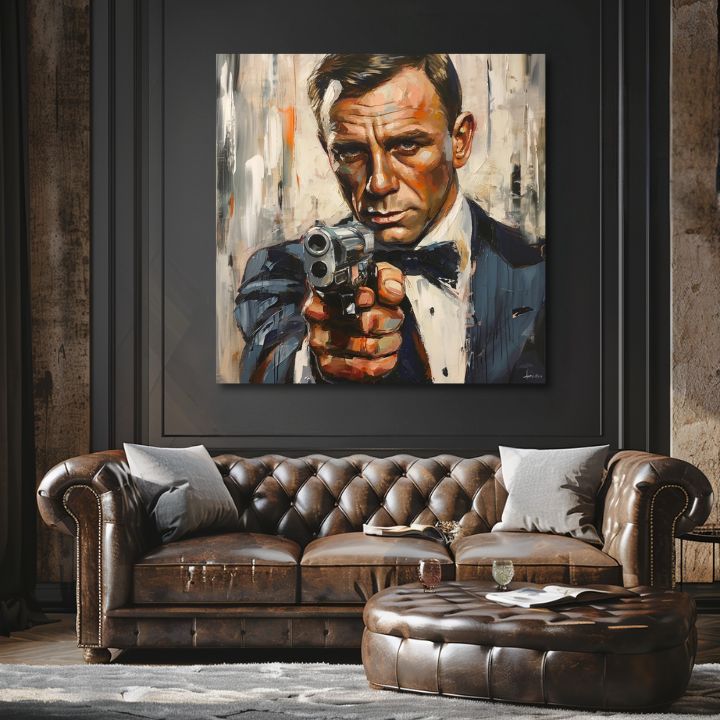 Dipinto di James Bond - Eleganza pericolosa | Dipinto acrilico originale al 100%