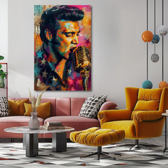 Elvis Presley - La voce d'oro del rock'n'roll | Dipinto acrilico originale al 100%