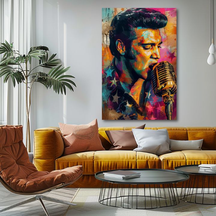 Elvis Presley - La voce d'oro del rock'n'roll | Dipinto acrilico originale al 100%