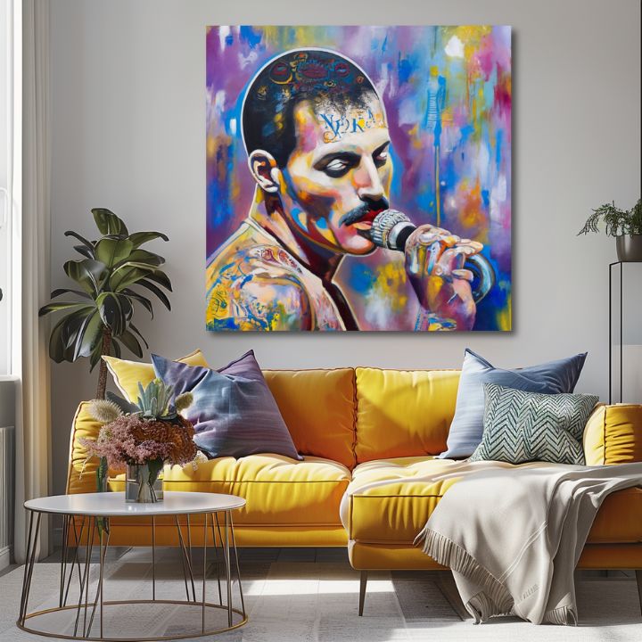 Immagine FREDDIE MERCURY - Leggenda sotto i riflettori | 100% originale dipinto ad acrilico
