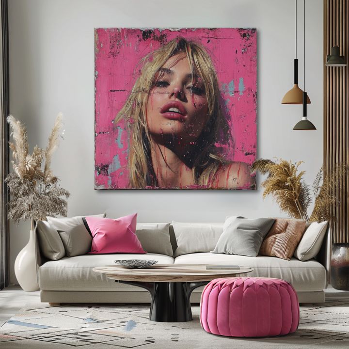 Dipinto Bellezza Bionda - Barbie Rosa | Dipinto acrilico originale al 100%