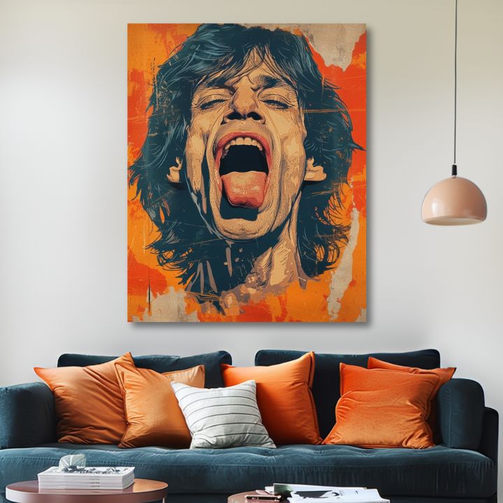 Immagine MICK JAGGER - Il potere della scena rock | 100% originale dipinto ad acrilico