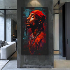 Dipinto di Tupac Shakur - Icona dietro il microfono | Dipinto acrilico originale al 100%