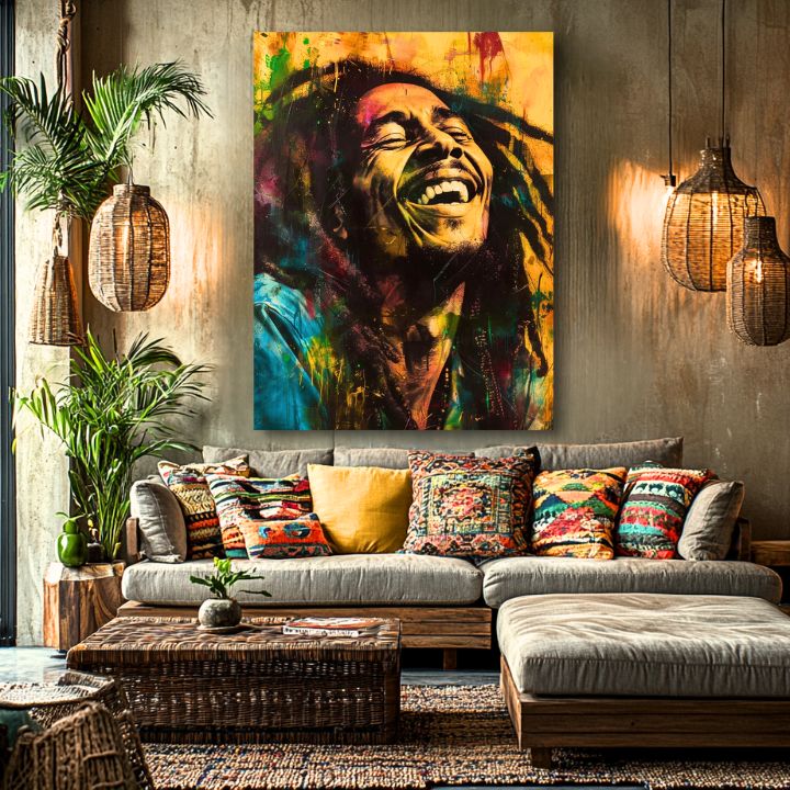 Dipinto Bob Marley - Stella giamaicana | Dipinto acrilico originale al 100%
