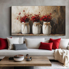 Pittura rustica | Fiori selvatici in vaso | Pittura acrilica 100% originale