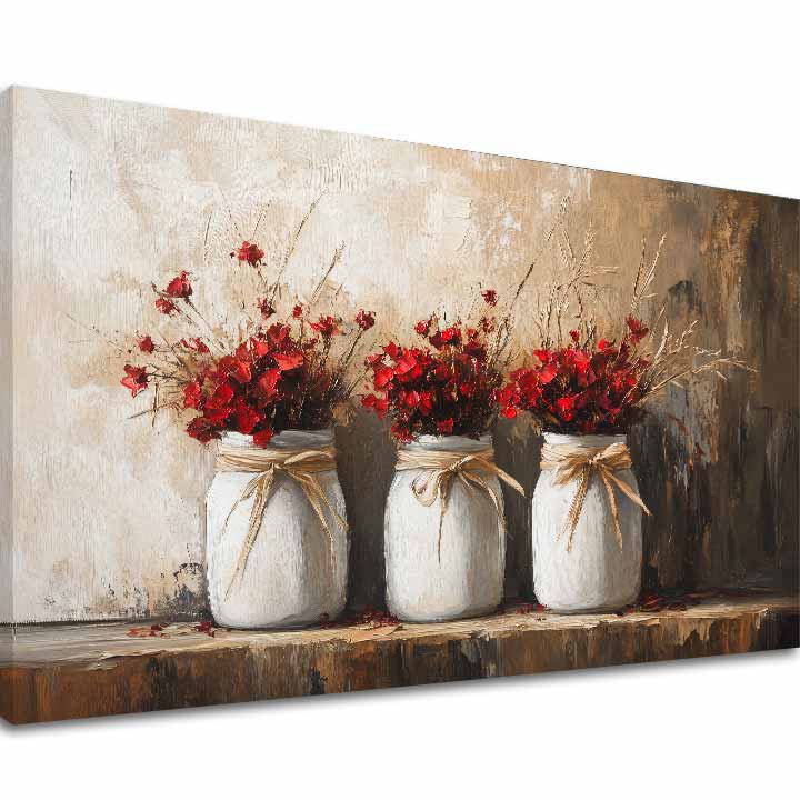 Dipinto rustico | Fiori selvatici in un vaso | Dipinto acrilico originale al 100%