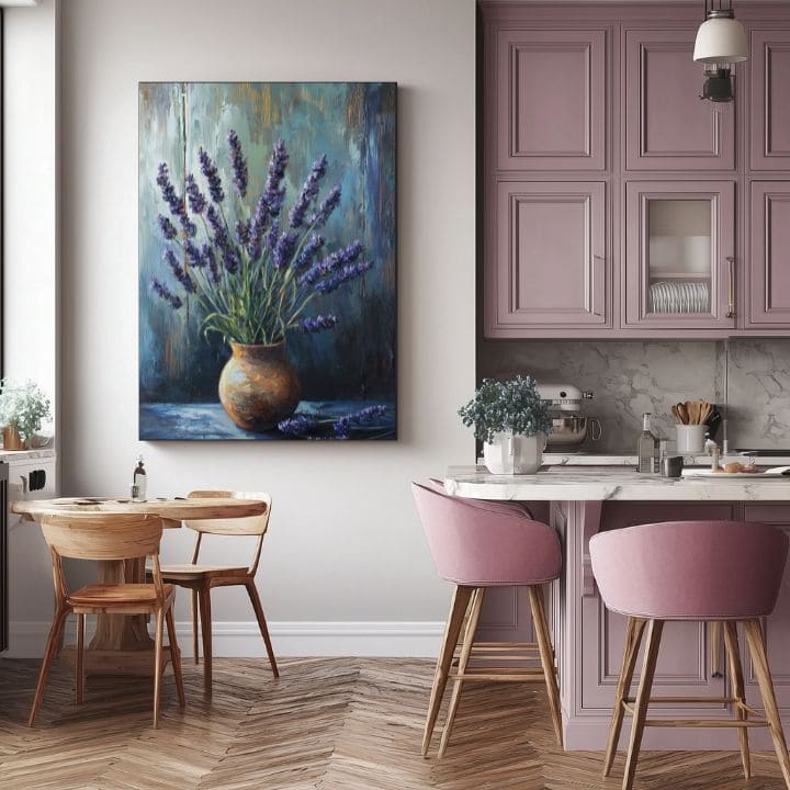Dipinto Armonia di Lavanda | Pace in un vaso di argilla | Dettagli in acrilico