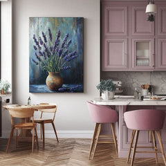 Dipinto Armonia di Lavanda | Pace in un vaso di argilla | Dettagli in acrilico