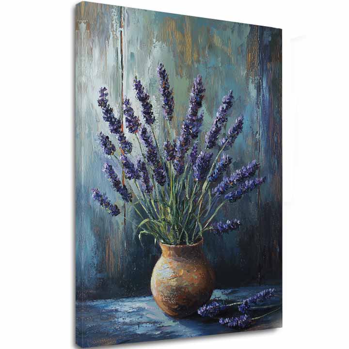 Dipinto Armonia di Lavanda | Pace in un vaso di argilla | Dettagli in acrilico