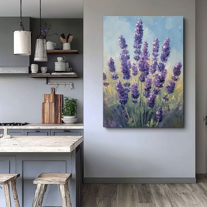 Dipinto Sussurro di Lavanda | Campi pieni di profumi | Dettagli acrilici