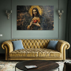 Sacro Cuore di Gesù | Dipinto con acrilico e foglia d'oro