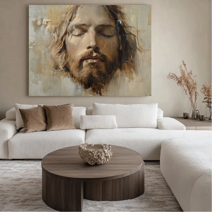 Gesù Cristo in preghiera | Dipinto con acrilico e foglia d'oro