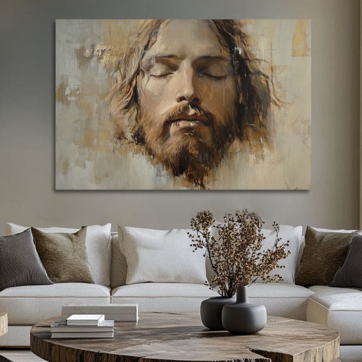 Gesù Cristo in preghiera | Dipinto con acrilico e foglia d'oro