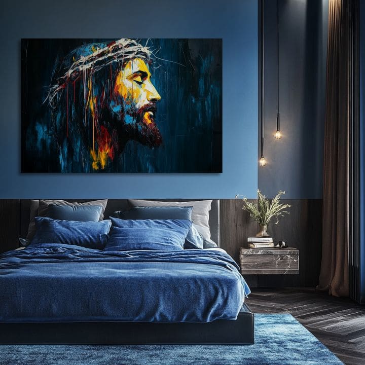 Peaceful Jesus | Dipinto con acrilico e foglia d'oro