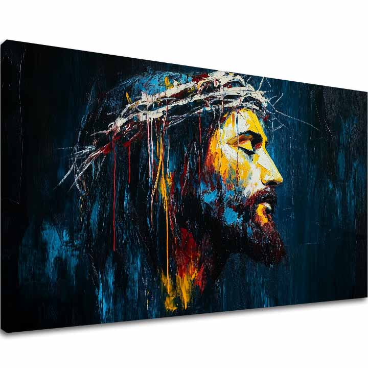 Peaceful Jesus | Dipinto con acrilico e foglia d'oro