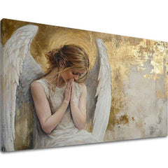 Dipinti di angeli Pace dorata | Pittura acrilica originale al 100%