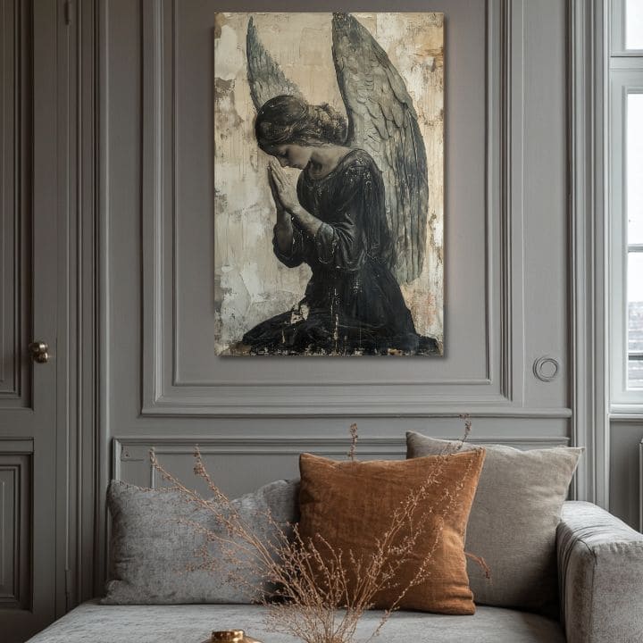 Dipinti di angeli Preghiera silenziosa | Dipinto acrilico originale al 100%