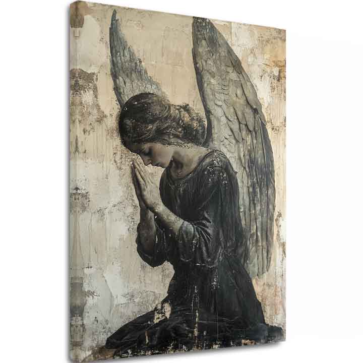 Dipinti di angeli Preghiera silenziosa | Dipinto acrilico originale al 100%