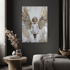 Dipinti di angeli Custodi dei bambini | Pittura acrilica originale al 100%