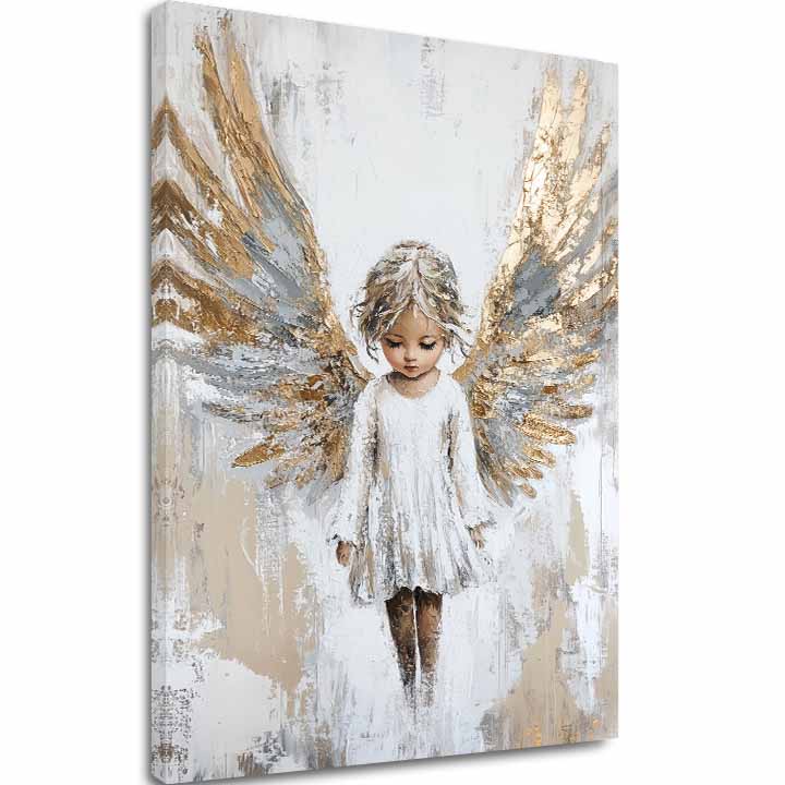 Dipinti di angeli custodi di bambini | rifinito a mano dall'artista - immagine 2