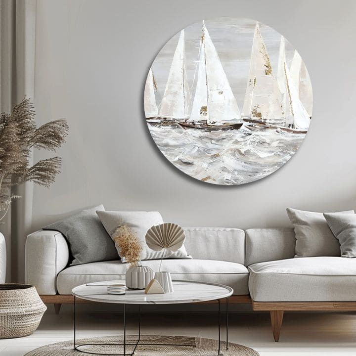 Quadro dipinto rotondo Mattina nell'oceano | dimensioni diverse