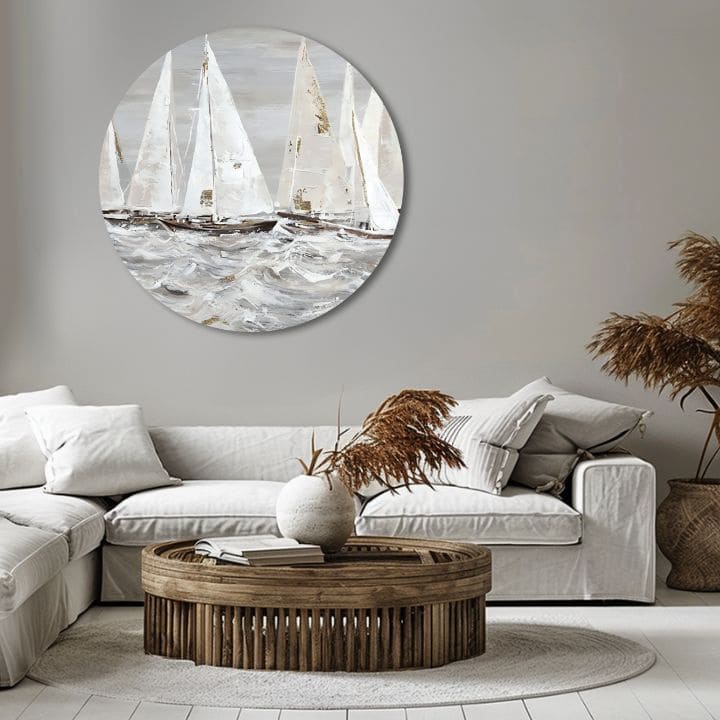 Quadro dipinto rotondo Mattina nell'oceano | dimensioni diverse
