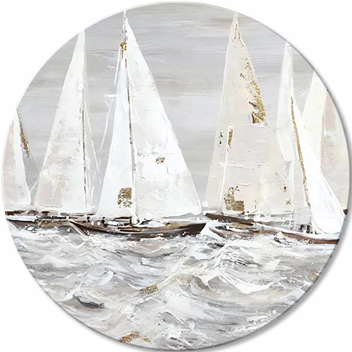 Quadro dipinto rotondo Mattina nell'oceano | dimensioni diverse