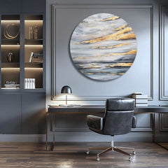 Quadro rotondo dipinto Cielo d'oro