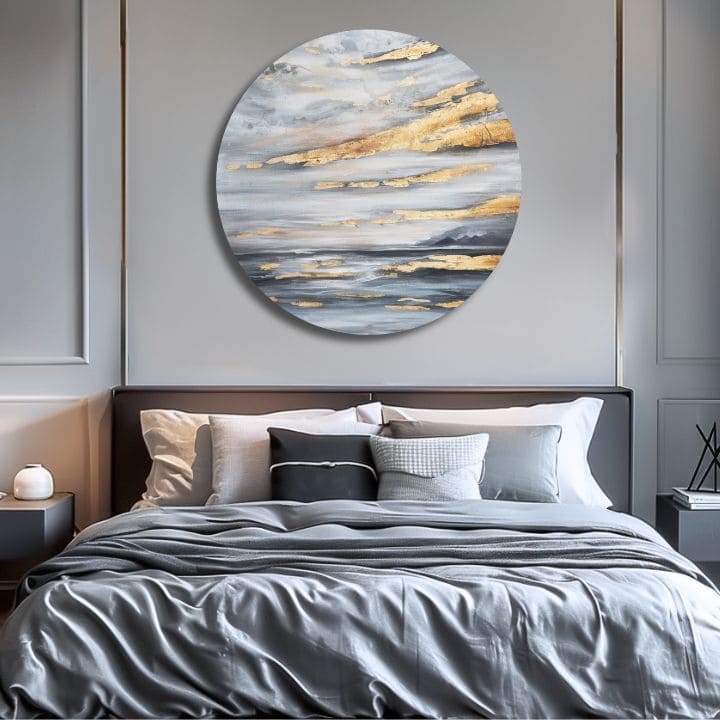 Quadro rotondo dipinto Cielo d'oro | dimensioni diverse