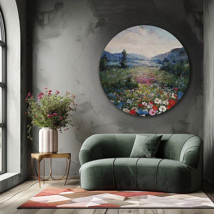 Quadro dipinto rotondo Calma mattutina | dimensioni diverse