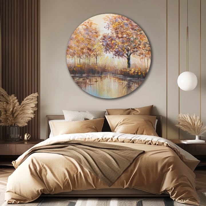 Quadro dipinto rotondo Sole nascosto | dimensioni diverse