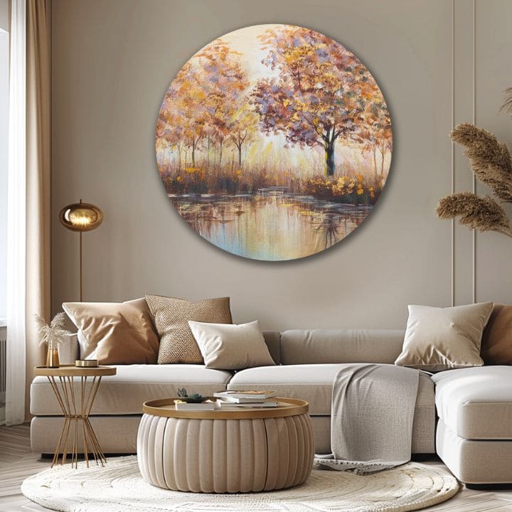 Quadro dipinto rotondo Sole nascosto | dimensioni diverse