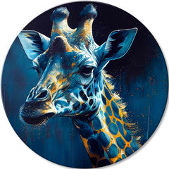 Quadri rotondi con acrilico Notte giraffa aura | dimensioni diverse