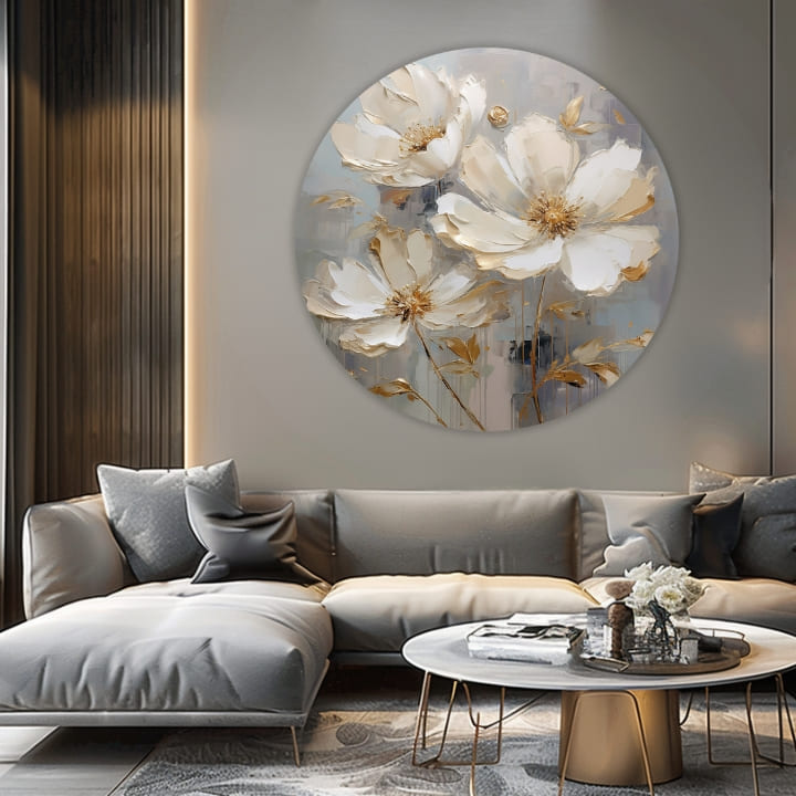 Quadri rotondi con acrilico Fiori in abito da ballo | dimensioni diverse