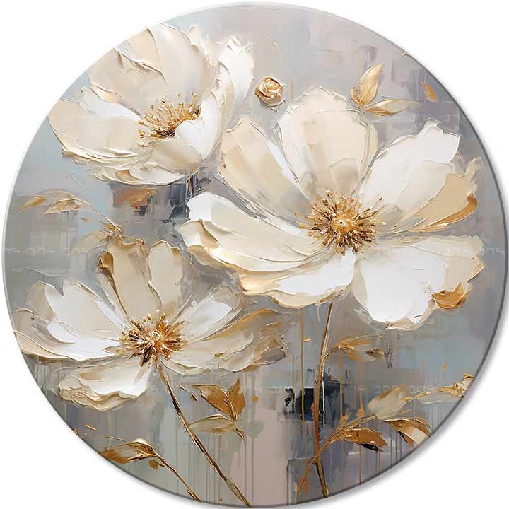 Quadri rotondi con acrilico Fiori in abito da ballo | dimensioni diverse