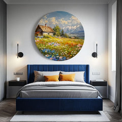 Quadri rotondi con acrilico Mountain Cottage