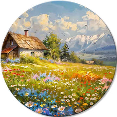 Dipinti acrilici rotondi Mountain Cottage